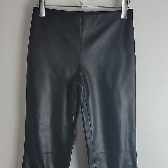 Kenneth Cole Black Leather Mid Rise Bootcut Pant Sz 0 Moto Biker Rodeo - Picture 2 of 6